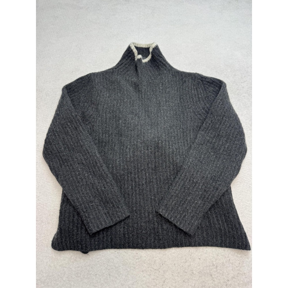 Theory Sweater Womens Small Gray‎ Mock Neck Chunky Knit Pullover Long Sleeve